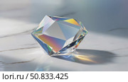 An Elegant Prism Crystal beautifully displayed on a polished Marble Surface that shines. Стоковое AI-видео, аниматор Лариса Пономарева / Фотобанк Лори