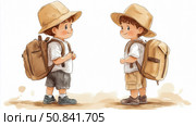 Adventurous duo: A journey of friendship and discovery. Стоковое AI-изображение, AI-художник Данила Большаков / Фотобанк Лори