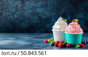 Sweet Temptations: Frozen yogurt with fresh berries. Стоковое AI-изображение, AI-художник Данила Большаков / Фотобанк Лори