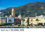 View from sea of Rapallo seafront. Стоковое фото, фотограф Яков Филимонов / Фотобанк Лори