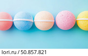 Colorful Spa Day: A selection of Pastel Bath Bombs for Relaxation. Стоковое AI-изображение, AI-художник Данила Большаков / Фотобанк Лори