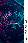 Concept: Futuristic Circular data network display interface for app; Purpose: media. Стоковое AI-изображение, AI-художник Данила Большаков / Фотобанк Лори