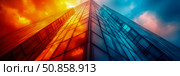 Chromatic Ascendancy: Towering Structure with Contrasting Color Sky. Стоковое AI-изображение, AI-художник Данила Большаков / Фотобанк Лори
