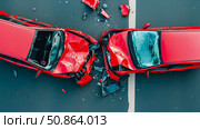 Car Crash Collision: A sobering portrayal of destruction, emphasizing road safety and the aftermath, serves as a caution and a reminder of the dangers on the street. Стоковое AI-изображение, AI-художник Данила Большаков / Фотобанк Лори