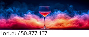 A chromatic glass of wine, in an abstract scenery. Стоковое AI-изображение, AI-художник Данила Большаков / Фотобанк Лори