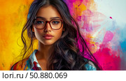 Elegant Portrait with Watercolor Flair: Capturing Beauty and Artistic Expression. Стоковое AI-изображение, AI-художник Данила Большаков / Фотобанк Лори