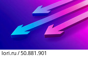 Converging Paths: Arrows in Gradient Hues. Стоковое AI-изображение, AI-художник Данила Большаков / Фотобанк Лори