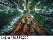 Giant sequoia reaching for sky in yosemite national park. Стоковое AI-изображение, AI-художник Иван Рябоконь / Фотобанк Лори