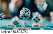 Craps Game Excitement: A Toss of Fate for Fortune. Стоковое AI-изображение, AI-художник Данила Большаков / Фотобанк Лори