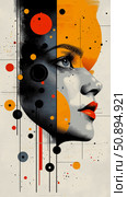 Abstract Portrait with Geometric Shapes and Contrasting Tones, for modern art print. Стоковое AI-изображение, AI-художник Данила Большаков / Фотобанк Лори