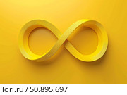 Yellow infinity symbol representing eternity and infinite possibilities on yellow background. Стоковое AI-изображение, AI-художник Иван Рябоконь / Фотобанк Лори