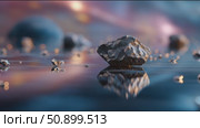 Scenic view of rocks and pebbles glistening in water during twilight with colorful sky reflections. Стоковое AI-видео, аниматор Сергей Толмачёв / Фотобанк Лори