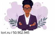 Portrait of a confident professional woman in a business suit with arms crossed for corporate presentation. Стоковое AI-изображение, AI-художник Данила Большаков / Фотобанк Лори