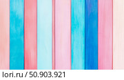 Bright Painted Wooden Boards arranged Vertically, a Cheerful Multi-Colored Plank Surface for Celebration Backdrop. Стоковое AI-изображение, AI-художник Данила Большаков / Фотобанк Лори