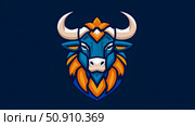 Modern mascot logotype of a blue bull. Стоковое AI-изображение, AI-художник Данила Большаков / Фотобанк Лори