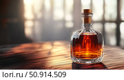 brandy cognac bottle ai generated. Стоковое AI-изображение, AI-художник Vectorwin / Фотобанк Лори