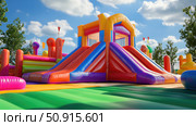 moonwalk inflatable bounce house ai generated. Стоковое AI-изображение, AI-художник Vectorwin / Фотобанк Лори