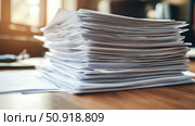 organizati stack of papers on desk ai generated. Стоковое AI-изображение, AI-художник Vectorwin / Фотобанк Лори