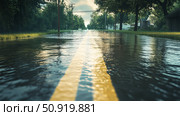 rain road flooding ai generated. Стоковое AI-изображение, AI-художник Vectorwin / Фотобанк Лори