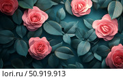 petiole roses leaves ai generated. Стоковое AI-изображение, AI-художник Vectorwin / Фотобанк Лори