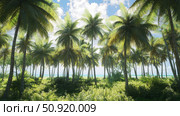 fronds plam trees ai generated. Стоковое AI-изображение, AI-художник Vectorwin / Фотобанк Лори