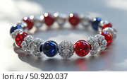 necklace red white blue jewelry ai generated. Стоковое AI-изображение, AI-художник Vectorwin / Фотобанк Лори