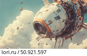 debris collapsing satellite ai generated. Стоковое AI-изображение, AI-художник Vectorwin / Фотобанк Лори
