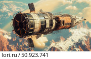 space warping tech satellite ai generated. Стоковое AI-изображение, AI-художник Vectorwin / Фотобанк Лори