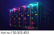 airflow illuminating server rack ai generated. Стоковое AI-изображение, AI-художник Vectorwin / Фотобанк Лори