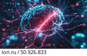 neurons pulsating neural signal ai generated. Стоковое AI-изображение, AI-художник Vectorwin / Фотобанк Лори