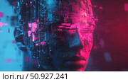 glitch glitching cybernetic implant ai generated. Стоковое AI-изображение, AI-художник Vectorwin / Фотобанк Лори
