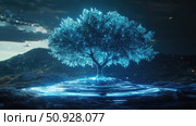 photosynthesis expanding tree ai generated. Стоковое AI-изображение, AI-художник Vectorwin / Фотобанк Лори