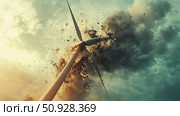 failure disintegrating wind turbine ai generated. Стоковое AI-изображение, AI-художник Vectorwin / Фотобанк Лори