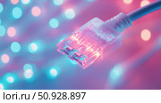 cat7 lighting up network cable ai generated. Стоковое AI-изображение, AI-художник Vectorwin / Фотобанк Лори