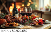 rosй thanksgiving dinner wine ai generated. Стоковое AI-изображение, AI-художник Vectorwin / Фотобанк Лори