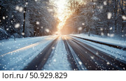ice road winter ai generated. Стоковое AI-изображение, AI-художник Vectorwin / Фотобанк Лори