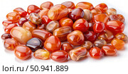 Carnelian Stones Collection On White Background. Generative AI. Стоковое AI-изображение, AI-художник Roman Zavorotny / Фотобанк Лори