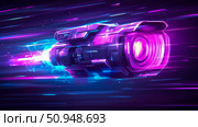 Futuristic Engine Propelling Through Hyperspace, Design for Technology Theme. Стоковое AI-изображение, AI-художник Данила Большаков / Фотобанк Лори