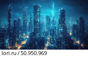 skyline beaming cityscape ai generated. Стоковое AI-изображение, AI-художник Vectorwin / Фотобанк Лори