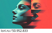 morphing merging face ai generated. Стоковое AI-изображение, AI-художник Vectorwin / Фотобанк Лори