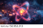 photon illuminating atom ai generated. Стоковое AI-изображение, AI-художник Vectorwin / Фотобанк Лори