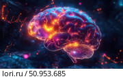 synapses illuminating brain ai generated. Стоковое AI-изображение, AI-художник Vectorwin / Фотобанк Лори