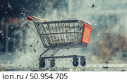friction disintegrating shopping cart ai generated. Стоковое AI-изображение, AI-художник Vectorwin / Фотобанк Лори