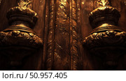 Majestic Dark Wood Carving Embellishment with Opulent Golden Light, Showcasing Ancient Craftsmanship and Luxurious Art Deco Theme. Стоковое AI-изображение, AI-художник Данила Большаков / Фотобанк Лори