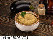 Eggplant dip - Mutabal with tahini paste. Стоковое фото, фотограф Андрей Старостин / Фотобанк Лори