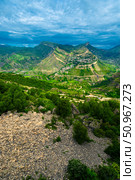 Mountain landscape of the picturesque mountain village of Gunib. Dagestan. Стоковое фото, фотограф Константин Лабунский / Фотобанк Лори