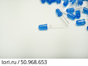 Blue LED lamps. A scattering of electronic elements. Light-emitting diodes. Стоковое фото, фотограф Valeriy Lushchikov / Фотобанк Лори