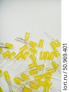 Yellow LED lamps. A scattering of electronic elements. Light-emitting diodes. Стоковое фото, фотограф Valeriy Lushchikov / Фотобанк Лори