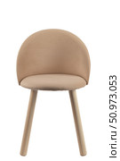 children's wooden high chair with upholstered seat and backrest, isolated on a white background. Стоковое фото, фотограф ~✿Eлена Челышева(Кочина)✿~ / Фотобанк Лори