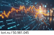 Explore how data visualization captures the essence of financial market trends against a vibrant city backdrop during dusk. Стоковое AI-видео, аниматор Данила Большаков / Фотобанк Лори